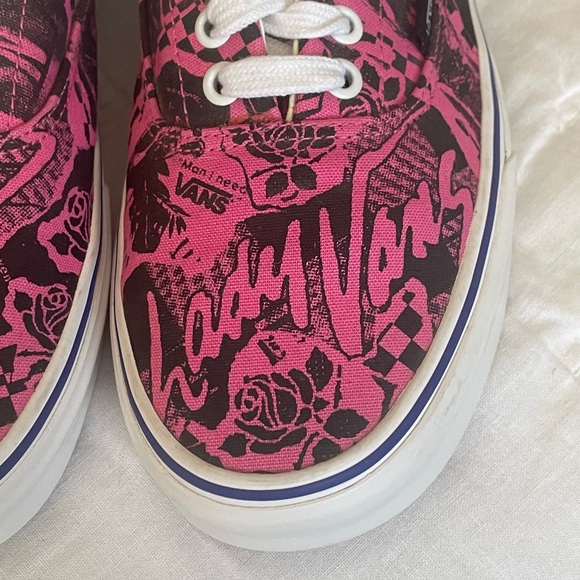 LADY VANS Sneakers Shoes Womens 10 Mens 8.5 Azalea Pink & Black Off Wall Lace Up - Picture 8 of 11
